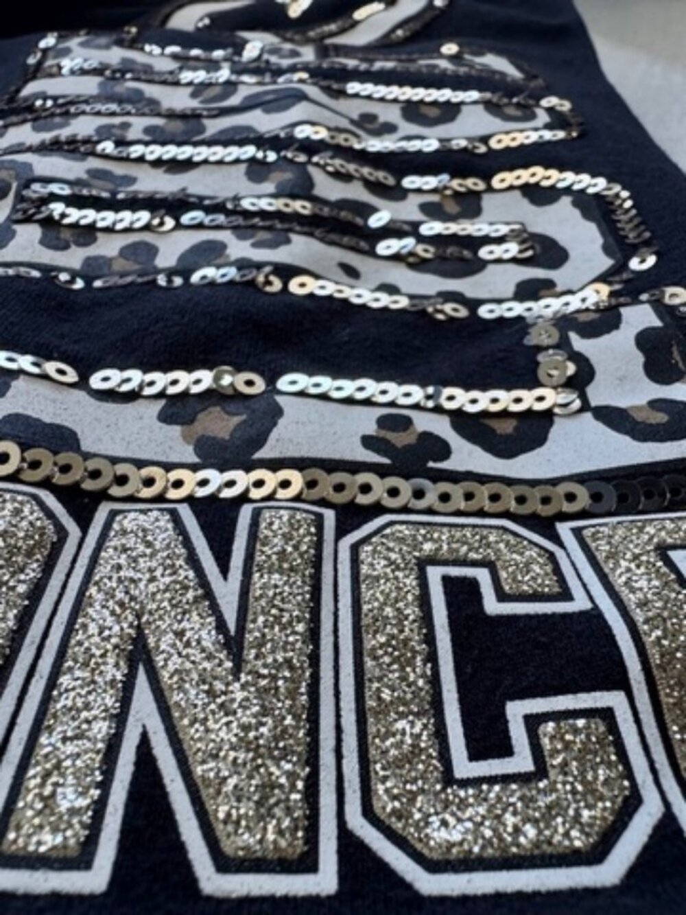Justice LOVE DANCE Joggers Girls 6 Black Sequins Leopard Glitter Glam Tie Waist - Picture 6 of 14